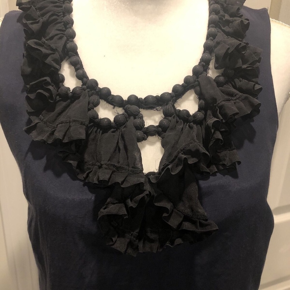 J CREW Ruffled Neck Sleeveless Blouse Silk Blend